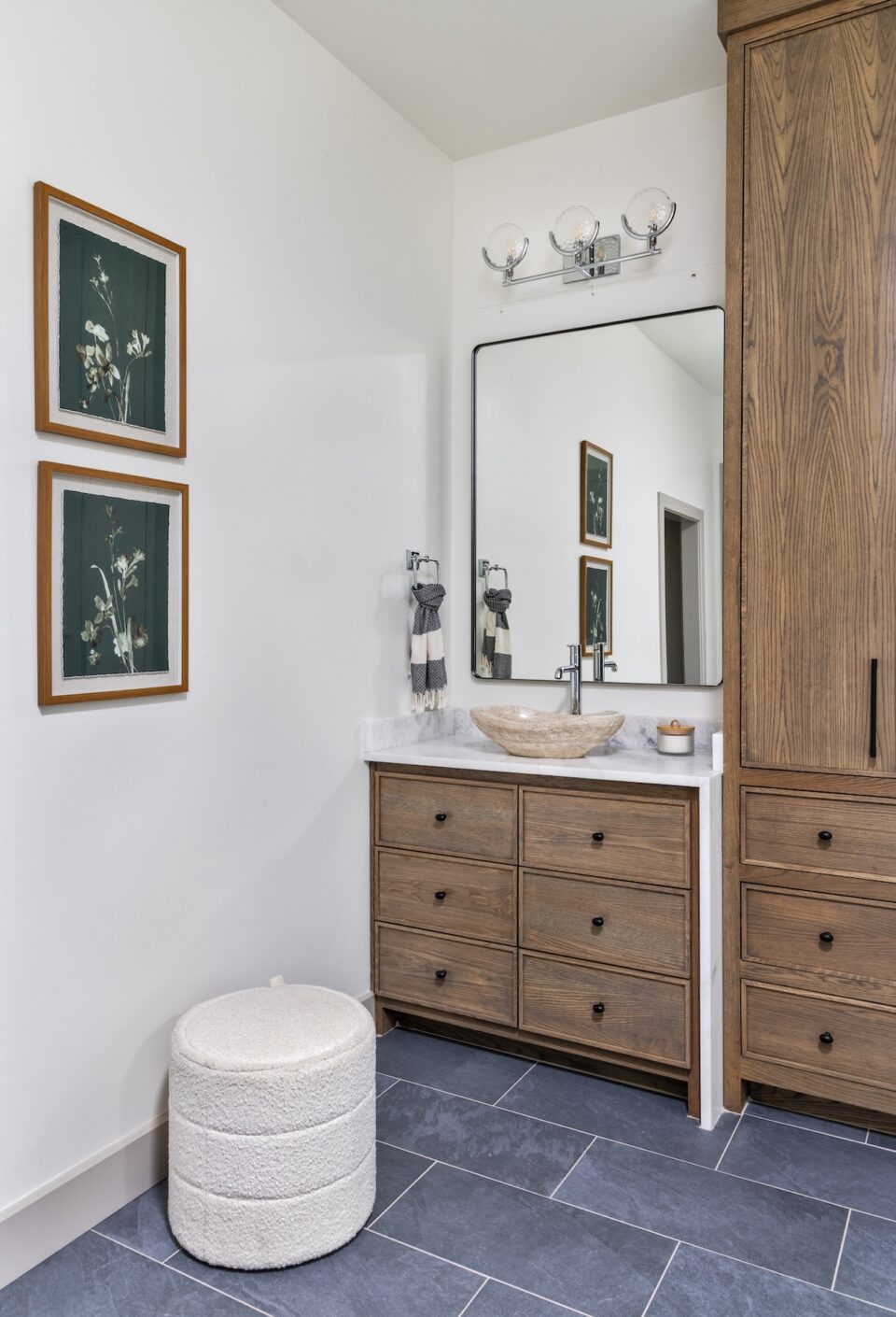 Bathroom Interior Design Blue Gray Tile Floor