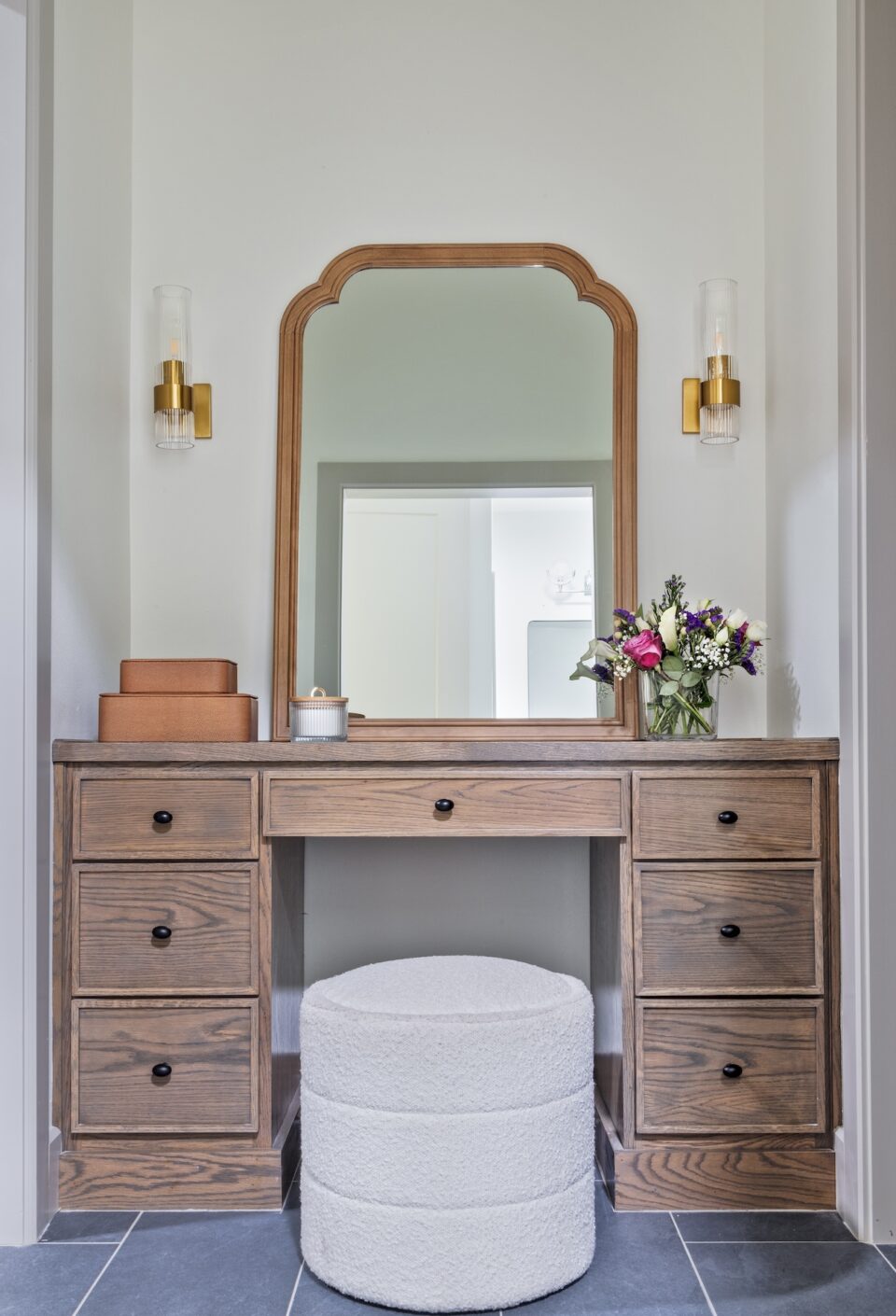 Bathroom Vanity Wood Drawers Round Ottoman